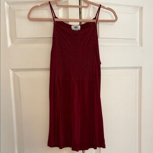 Burgundy Spaghetti Strap Top with Crochet Bodice